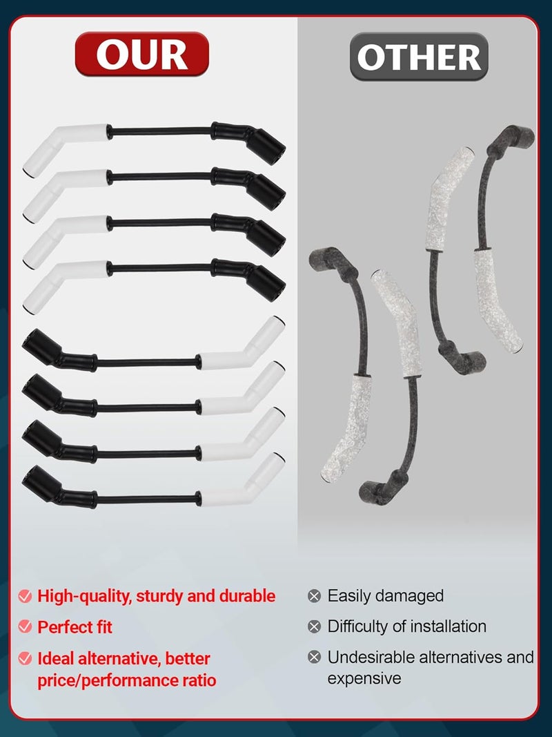 Ntoauto 9070C Spark Plug Wire Extreme 9000, White Ceramic Boot Compatible with LS3 LS4 LS7 Engines - Image 5